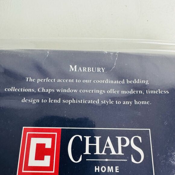 Chaps Home Marbury Curtain Panels 84” × 84” Blue Cream Stripe 2 Panels New - Picture 3 of 4